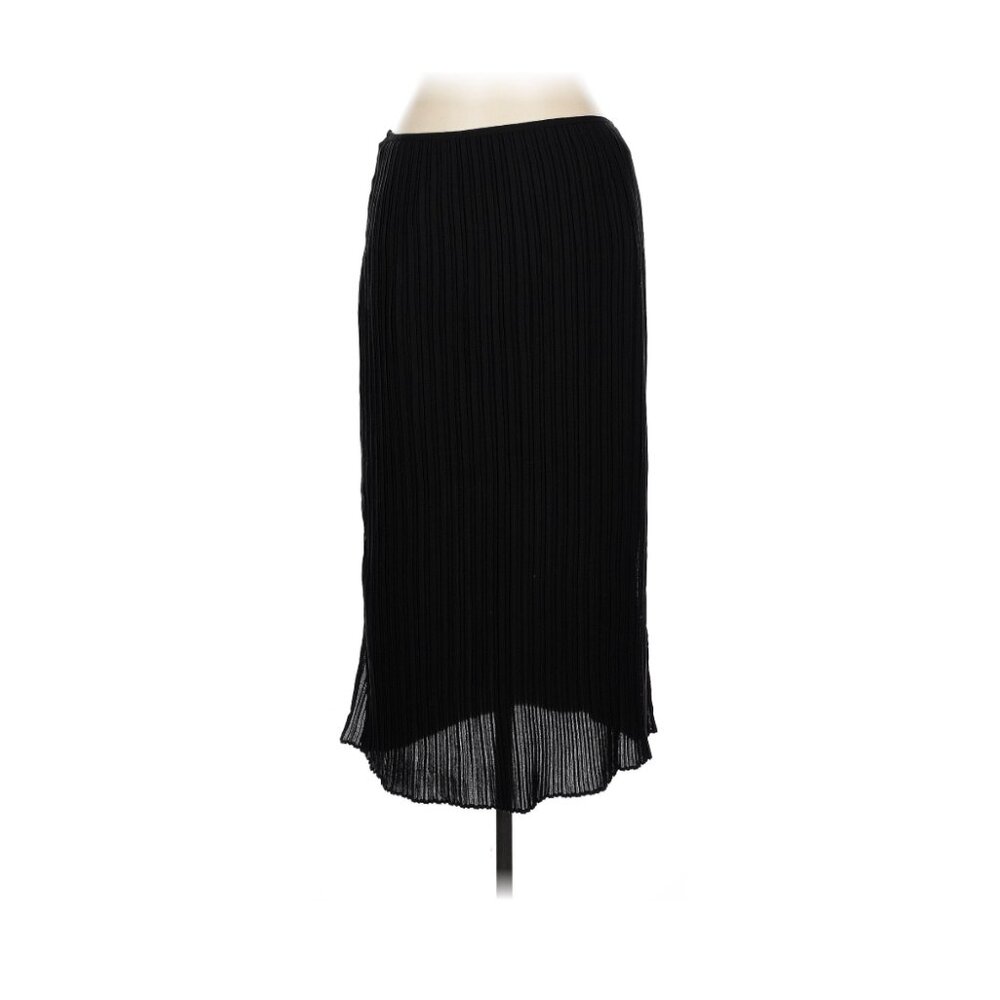 Banana Republic "Malia" Black Soft Satin Pleated Maxi Skirt - Size 12 - Like New - Picture 4 of 9